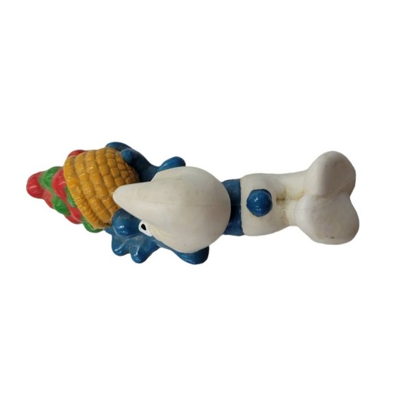 Vintage 1983 Schleich Peyo Clumsy Smurf Apple Basket Figure PVC Hong Kong - Picture 9 of 11